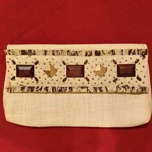 BANANA REPUBLIC BEIGE  PURSE BAG handheld raffia